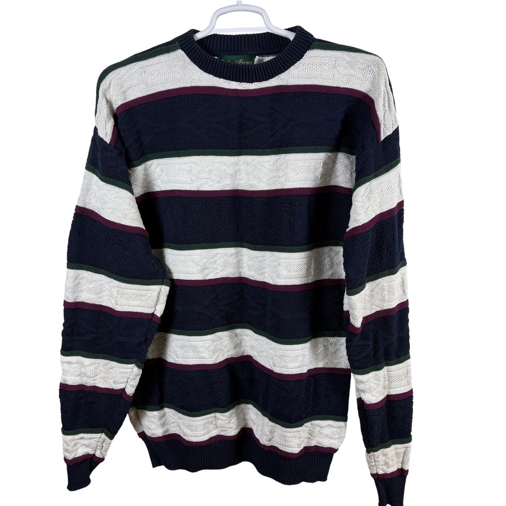 Vtg Sutter‎ & Grant Sweater XLT Chunky 100% Cotton 90s Grandpa Academia Retro